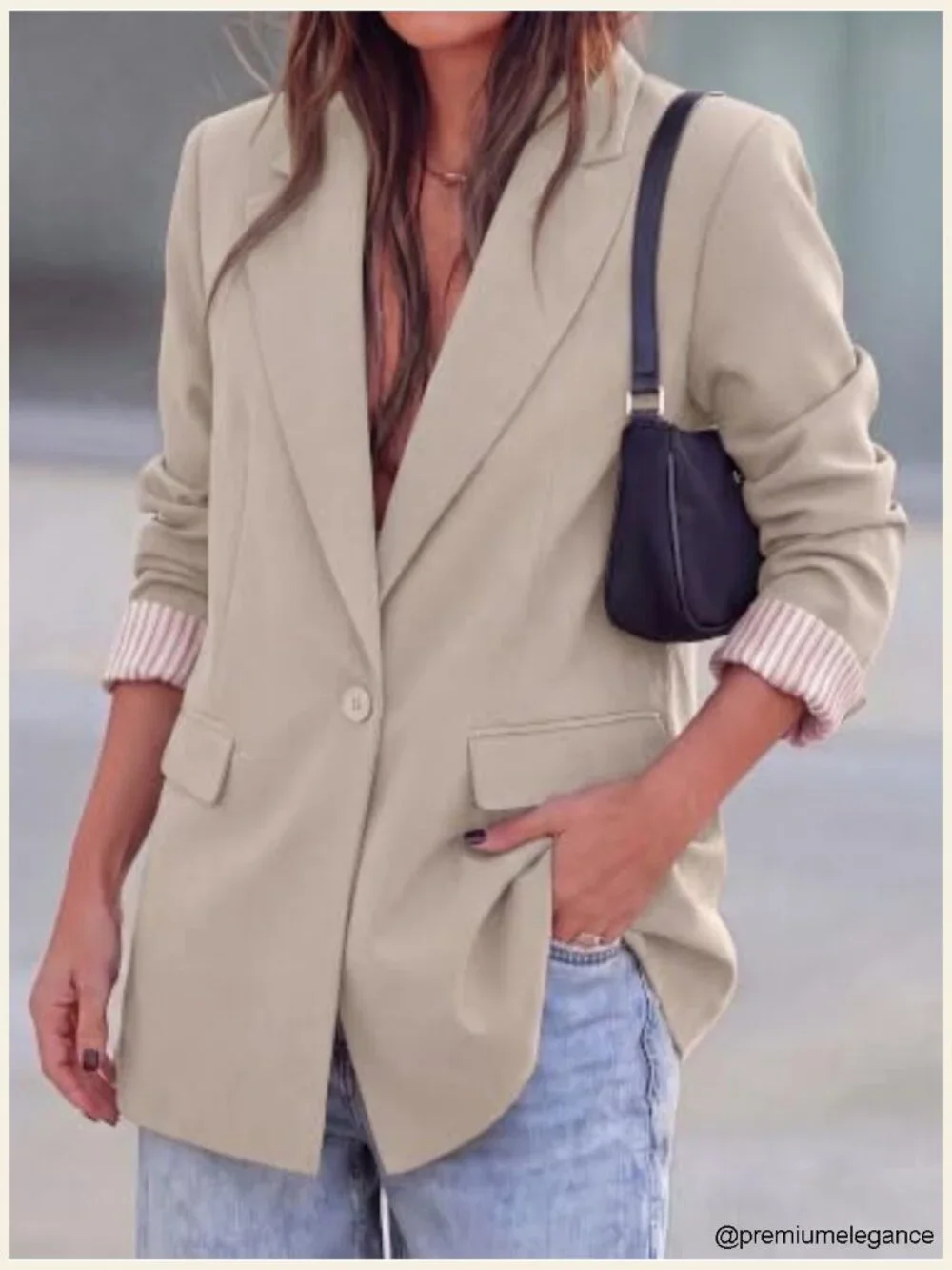 Women's Business Casual Blazer Lightweight Polyester One Button Flap Pockets